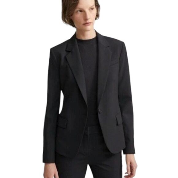 Theory Classic Slim-Fit Black Wool Blazer | Size 10 - Picture 9 of 11